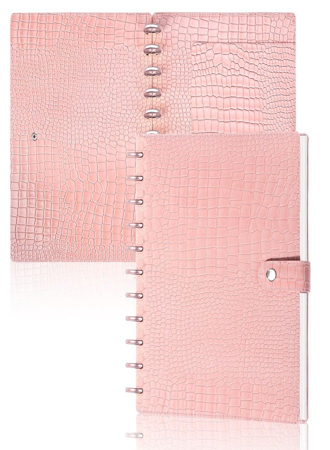 WANGDEFA PU Leather 8.5*11in Discbound Cover And Disc Set with 11 Pcs Discbound Discs 1in Disc Bound Notebook Accessories Discbound Planner Cover Notebook Planner System For office(Not including book) (Pink) - Image 1